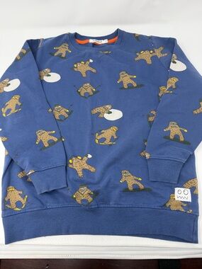 Indikidual Blue Crewneck with Orange Trim and Yellow Accent size 8